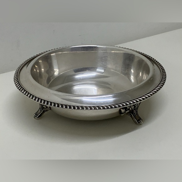 Vintage Friedman Silver Company 3 Footed Gadrooned Border Rimmed Serving Bowl - Picture 10 of 14